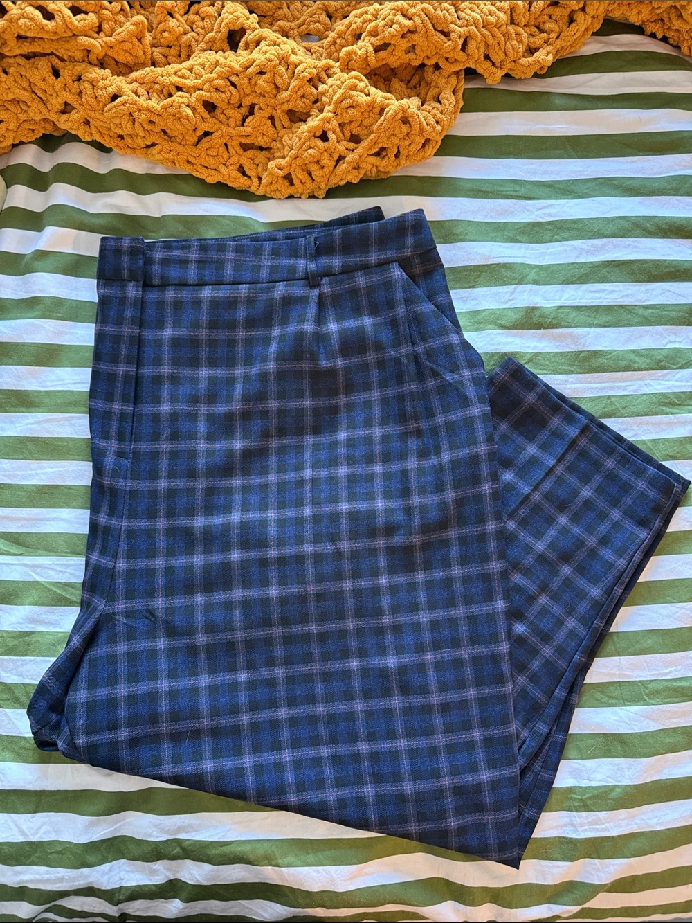 ASOS Navy and Blue Plaid Tailored Trousers